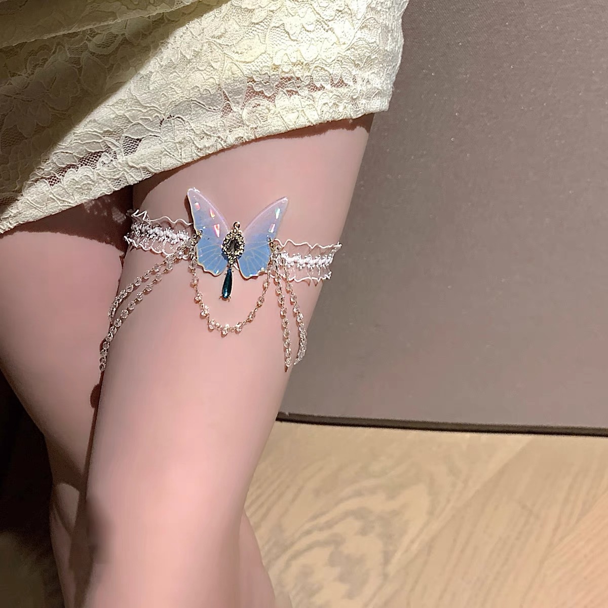 Body Jewelry - 패션 나비 패턴 탄성 레이스 다리