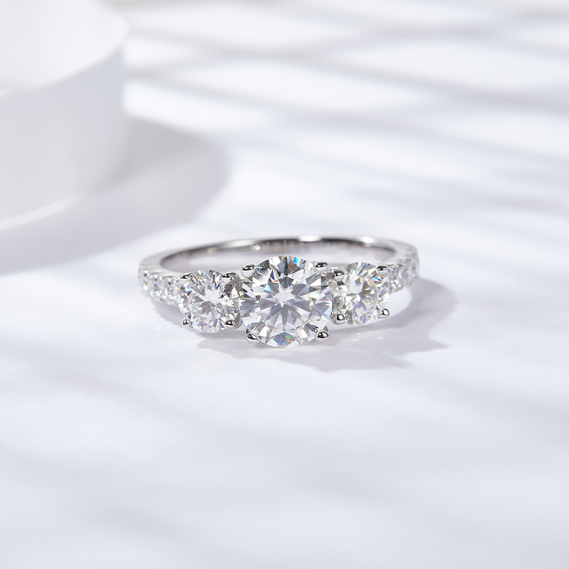 Moissanite Engagement Ring 1 Carat - HTOTOH 3 스톤 1 캐럿 D