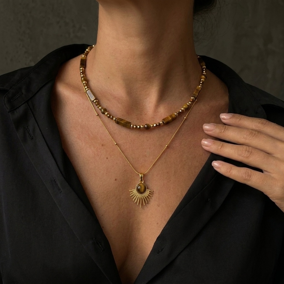 여성 및 남성을 위한 미적 감각의 가을 브라운 천연 호 - Layered Pendant Necklace Aesthetic 리뷰 및 가격
