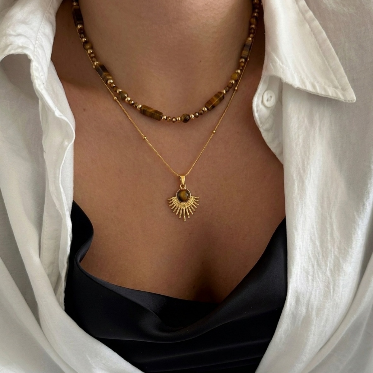 여성 및 남성을 위한 미적 감각의 가을 브라운 천연 호 - Layered Pendant Necklace Aesthetic 리뷰 및 가격