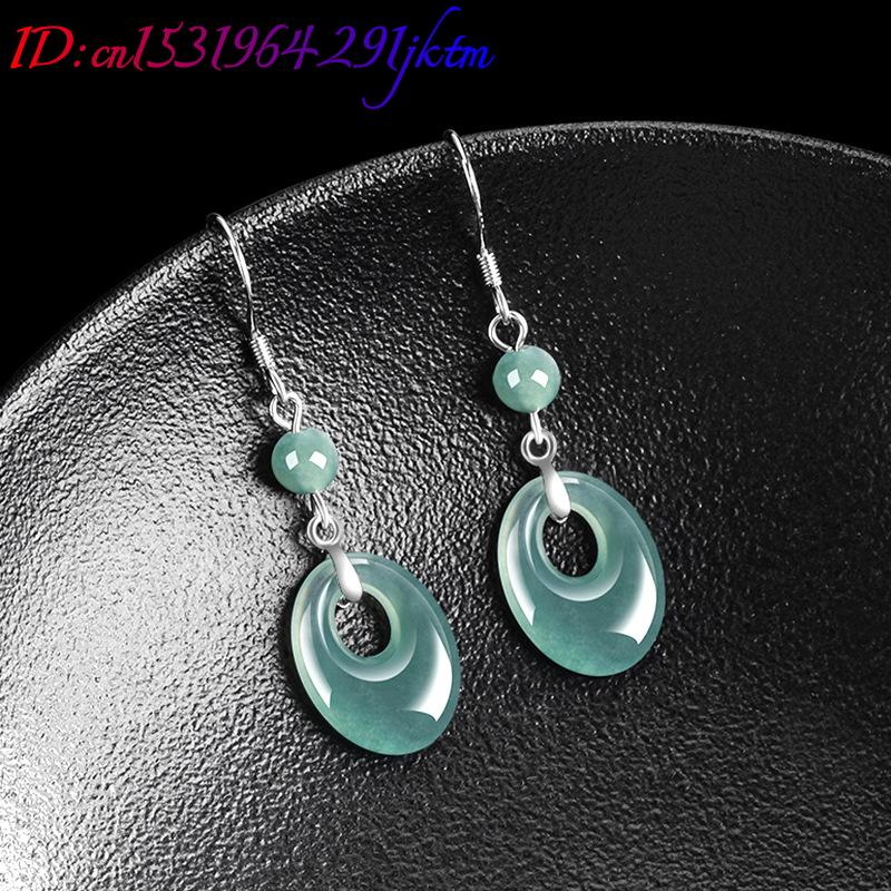미얀마 비취 반지 귀걸이 925 실버 여성용 선물 천연 - Earrings 리뷰 및 가격