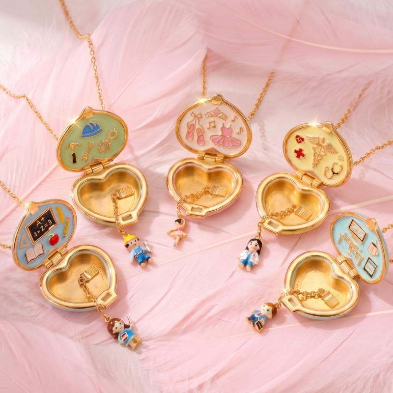 빈티지 하트 모양 사진 로켓 목걸이 화려한 에나멜 오픈 - Heart Locket Necklace Photo 리뷰 및 가격